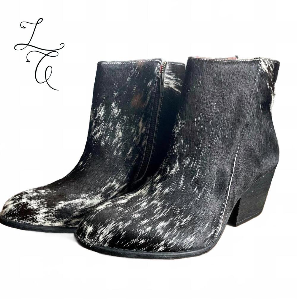 NEW ALCALA'S BOOTS women's richard hair-on bootie in black